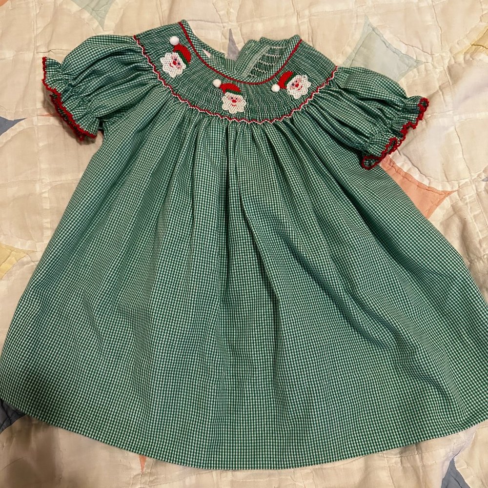Smocked Santa Dress - 6 months